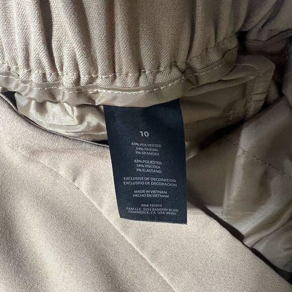 Banana Republic Pants Women's 10 Brown Stretch Slash Pockets Tapered Leg Pull-On - Picture 5 of 13